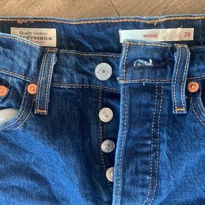 Levi’s Premium Wedgie Fit Salsa Dark Blue High Rise Ankle Denim Jeans 26 NWT
